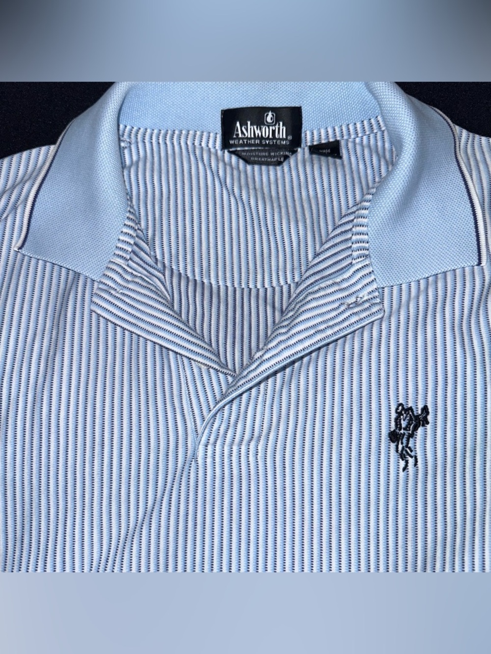 Ashworth‎ Men’s Light Blue Striped Golf Polo size large